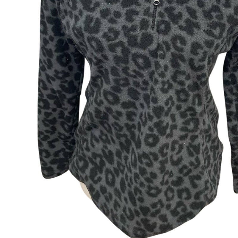 Old Navy Womens Medium Long Sleeve Leopard Spot 1/4 Zip Fleece Pullover Sweater