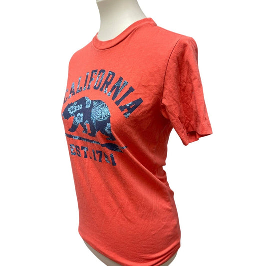 Aeropostale Womens XS California Floral Bear Cotton Blend Crew Neck Tee Shirt