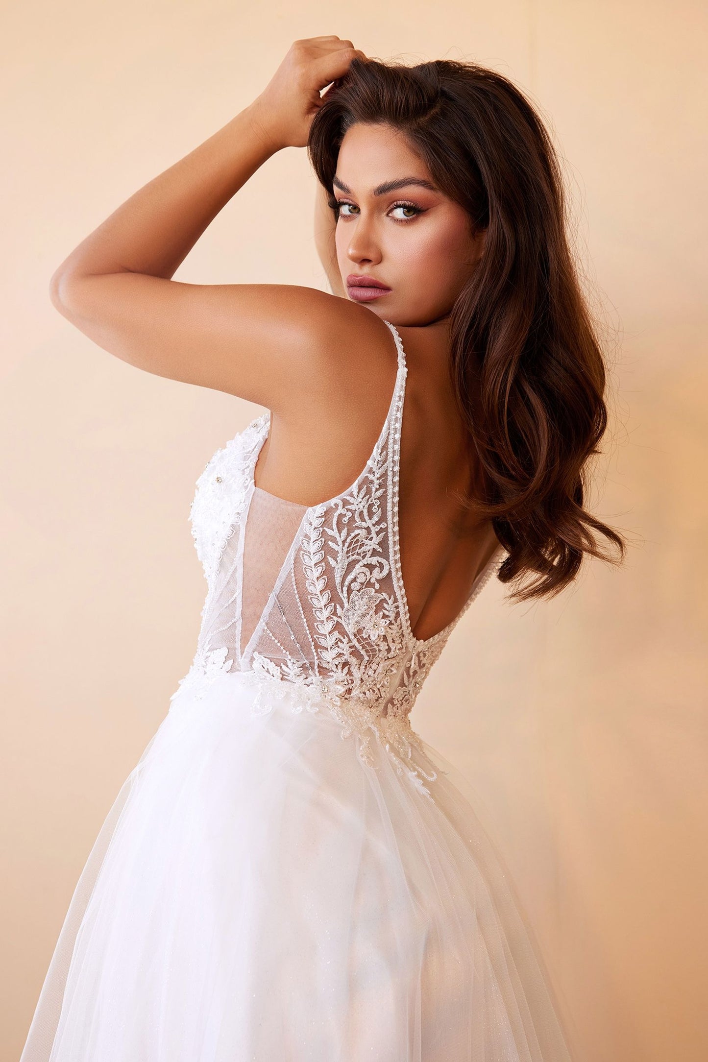 LAYERED TULLE A-LINE BRIDAL GOWN CDCD0195W