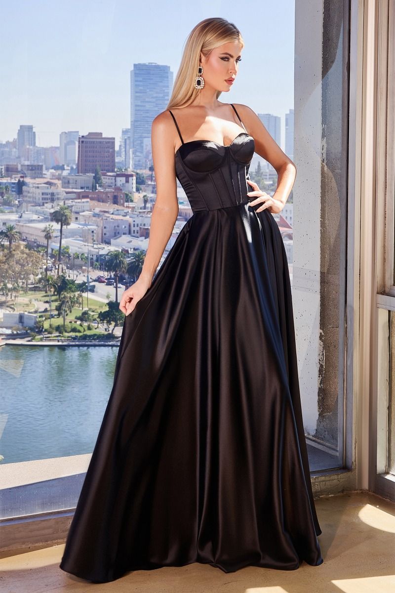 Chic Polished A-Line Satin Bustier Gown for Special Occasion CDCD337