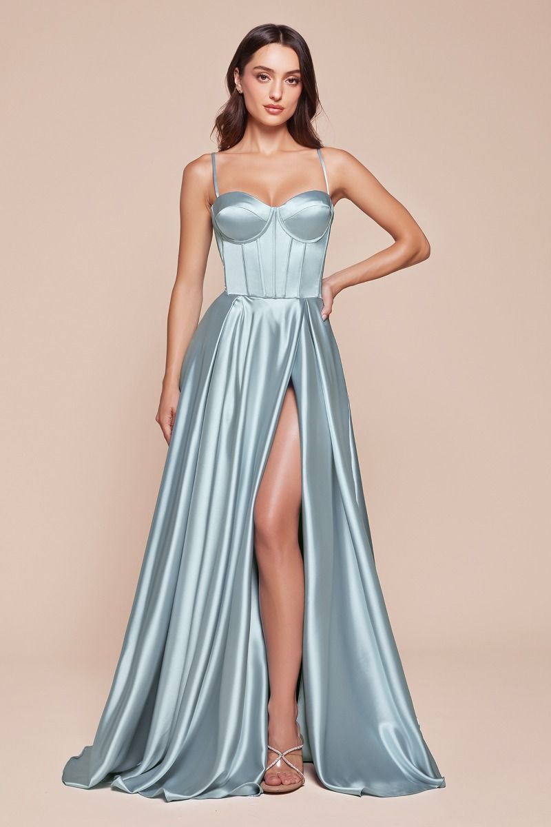 Chic Polished A-Line Satin Bustier Gown for Special Occasion CDCD337