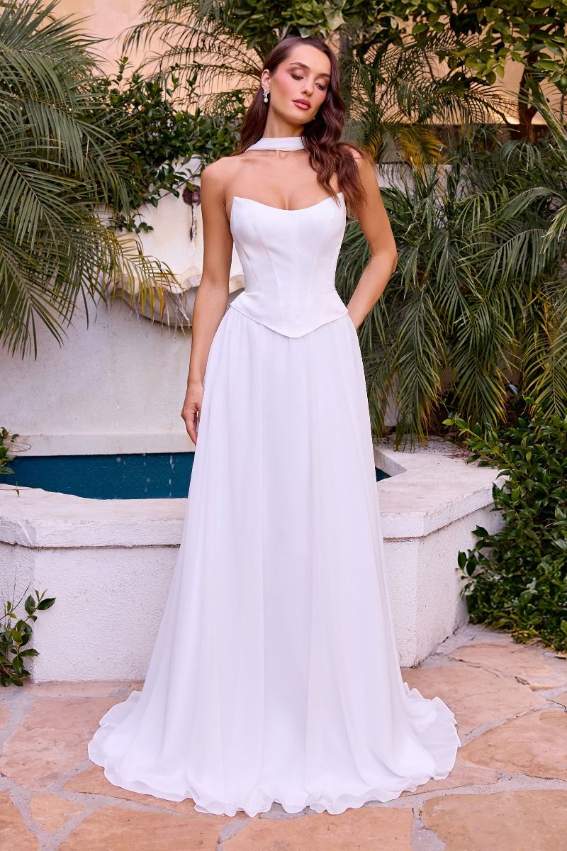 A-line chiffon gown, sculpted corset bodice-3