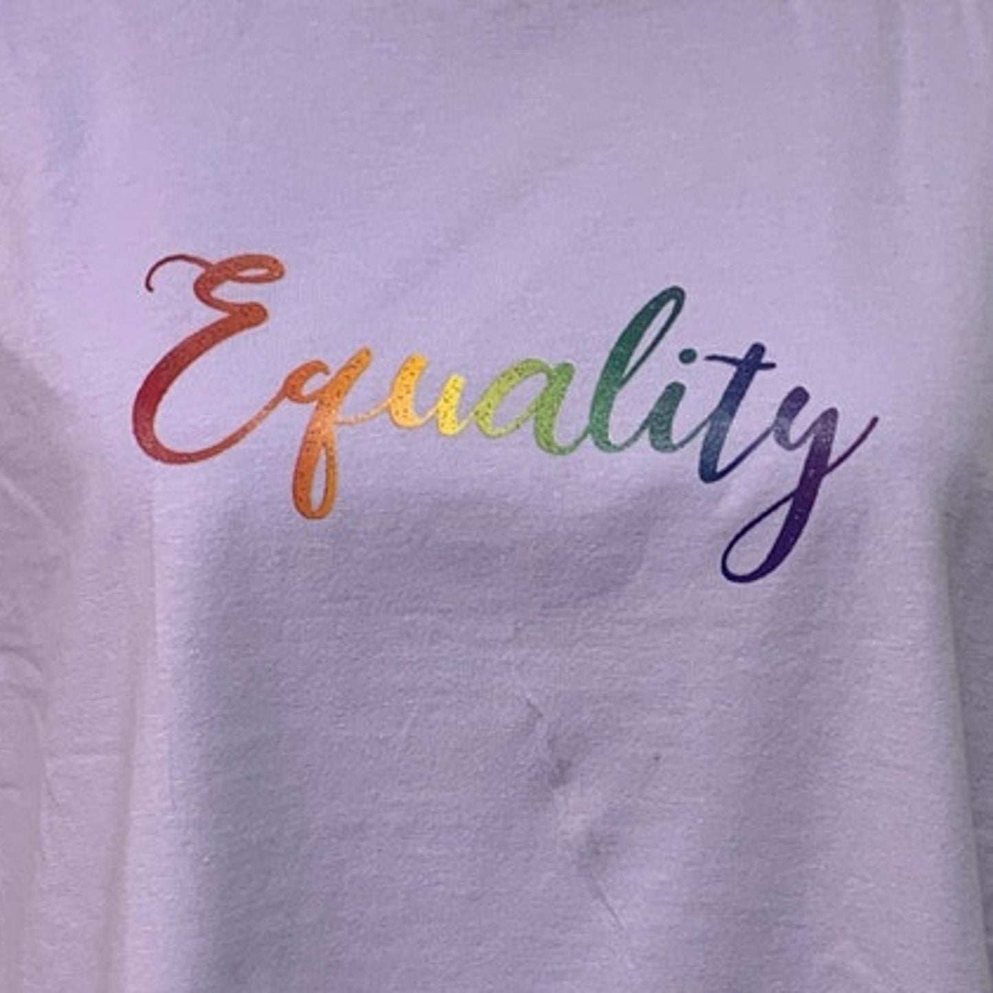 New Handprinted Womens Medium Purple 100% Cotton Rainbow Equality Muscle Tee
