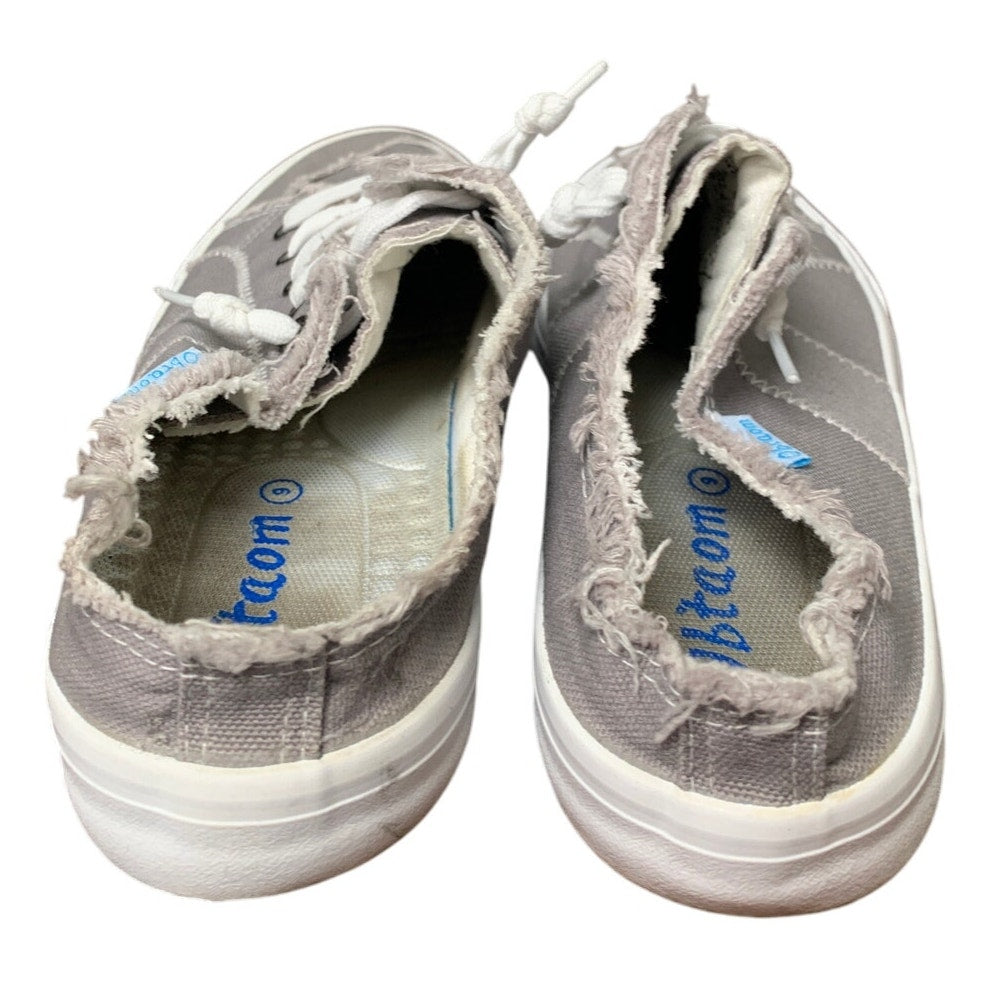 Obtaom Womens 9 Canvas Sneakers Memory Foam Backless Round Toe Slip On Shoes