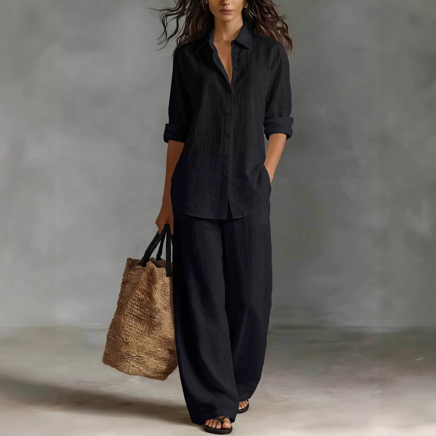 Women's Bohemian Cotton-Linen Top & Pants Set – Resort Lounge Co-ord