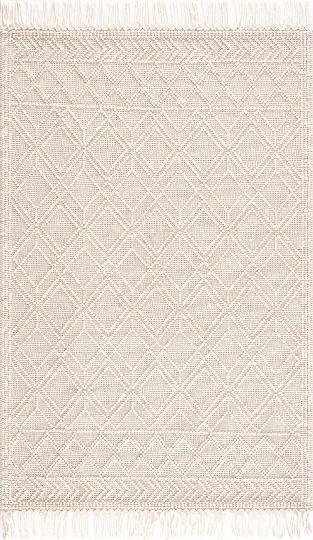 Ramsbury Beige Trellis Wool Rug-2
