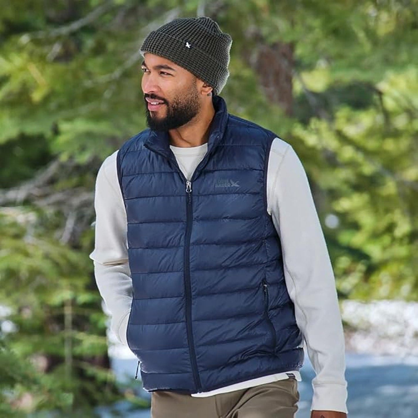 New Eddie Bauer Mens Navy Blue CirrusLite 650FP Down Zip Up Puffer Vest