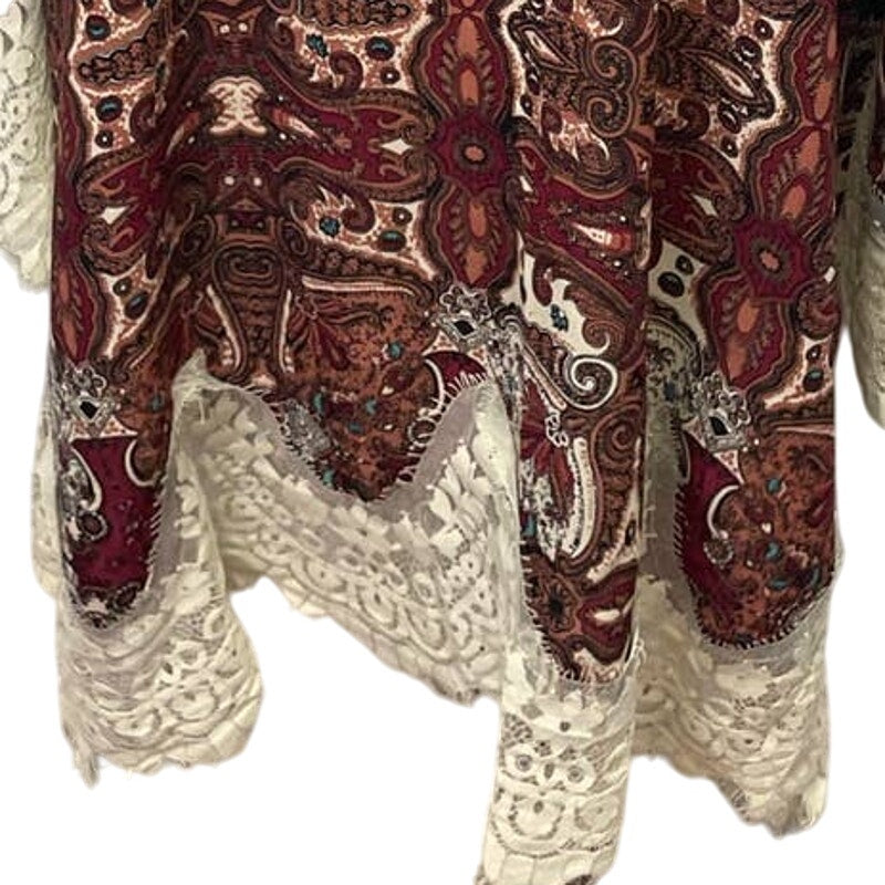 Blu Pepper Womens Large Long Sleeve Paisley Print Lacy Polyester Blend Dress