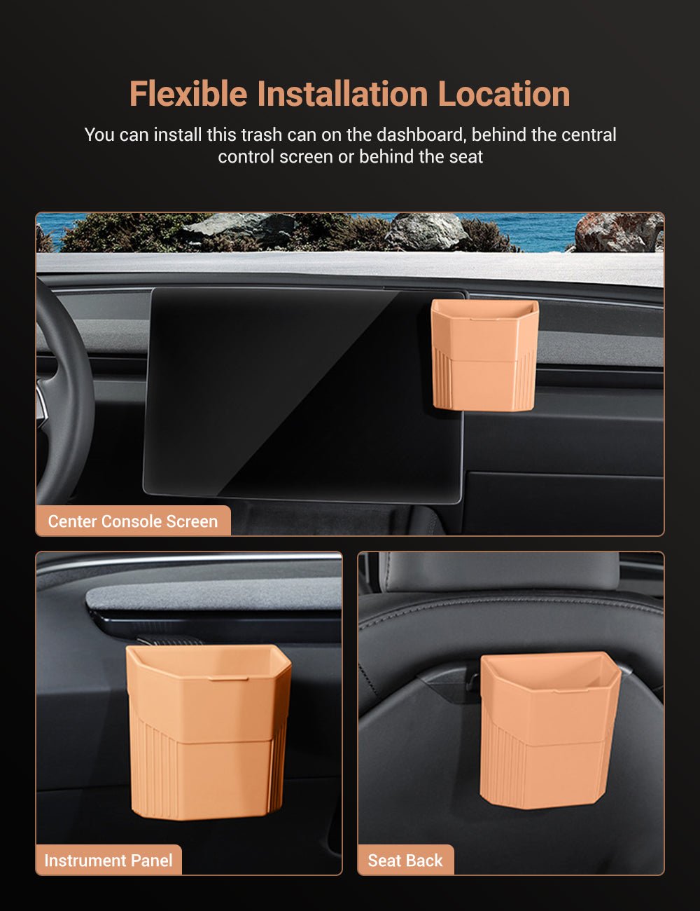 Central Screen/Seat/Dash Trash Can for Model 3 Highland / Model Y Juniper