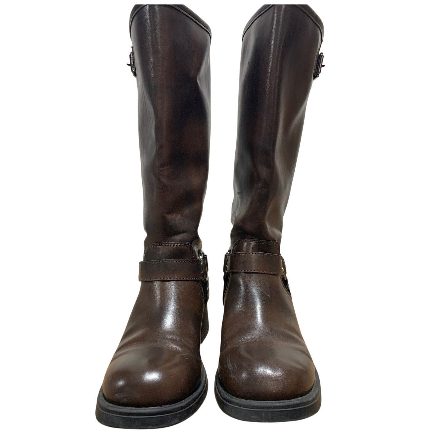Aminugal Womens Size 9 Brown 1.5" Heels Knee High Boots Round Closed Toe Shoes