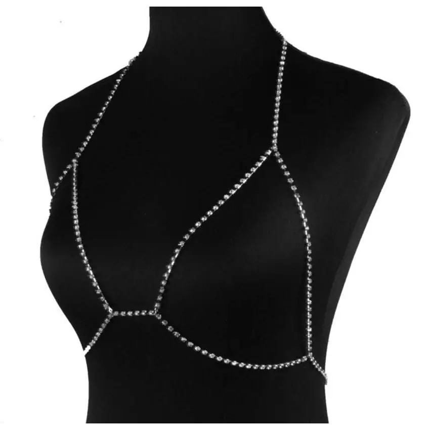 Champagne Satin Blouse with Rhinestone Body Jewelry