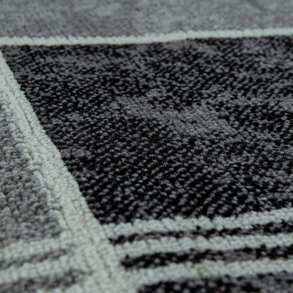 Checked Area Rug Marble Effect Modern Grey Red-2
