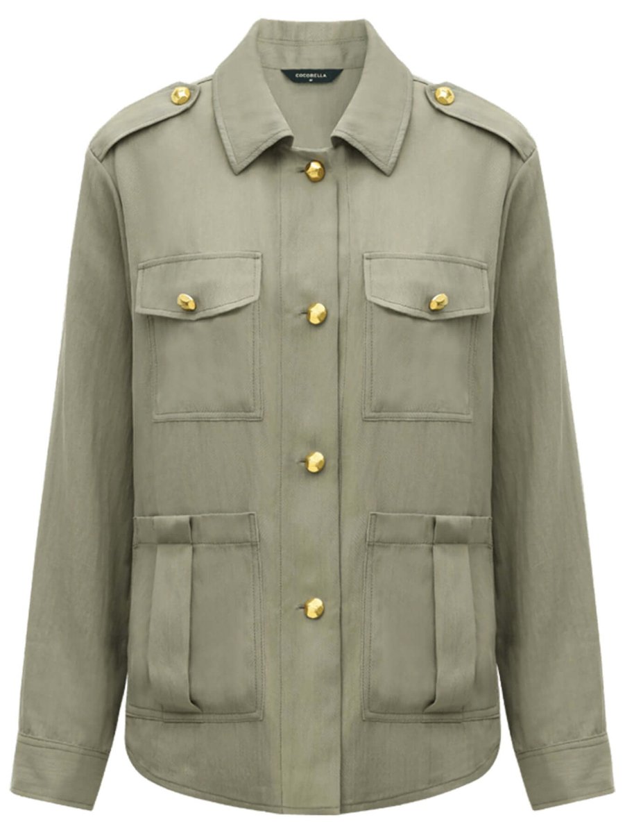Chic Green Workwear Jacket-3