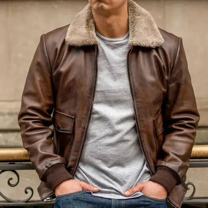 Brown Leather Flight Jacket-3