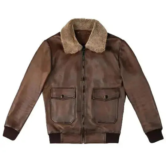 Brown Leather Flight Jacket-0