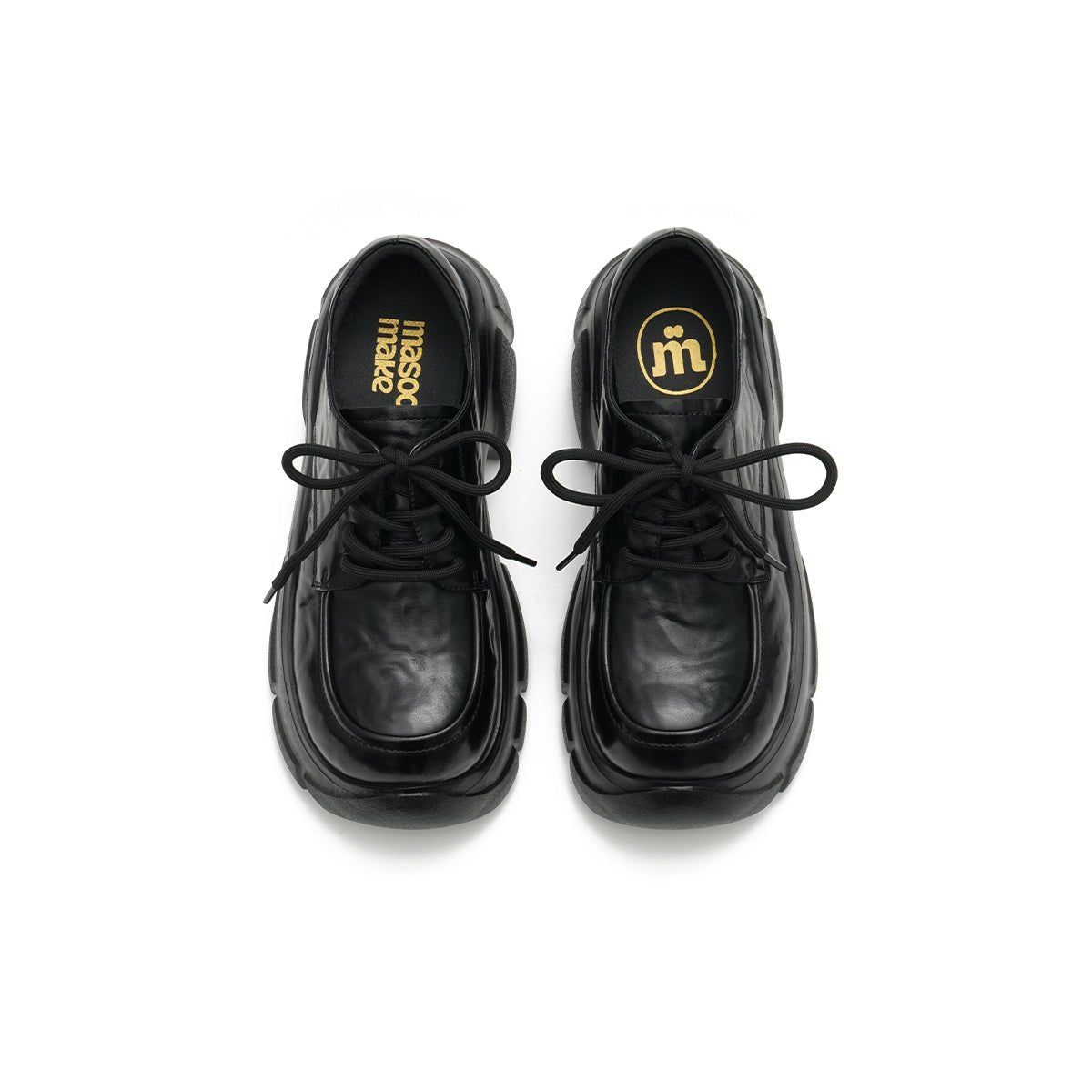 Chunky Heel Platform Lace-Up Leather Shoes-4