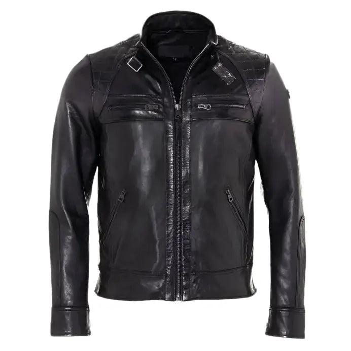 Mens Classic Black Leather Jacket-0
