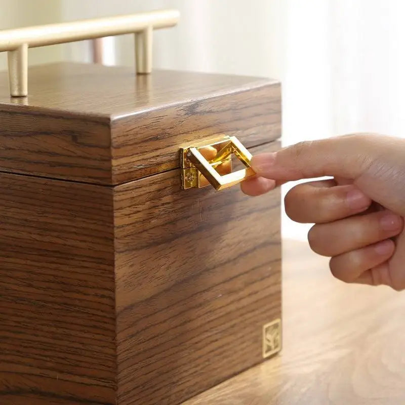 Classical Wooden Jewelry Box with Mirror and Velvet