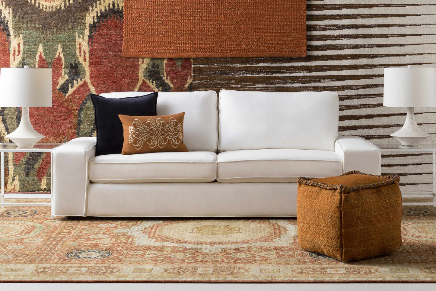 Castiadas Rust Geometric Pouf - Clearance-1