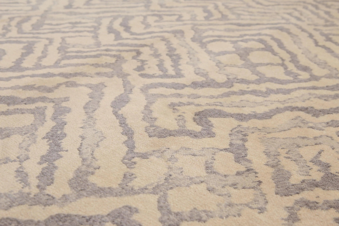 6' x 9' Hand Knotted Geometric Pattern 100% Wool Area rug Beige-2