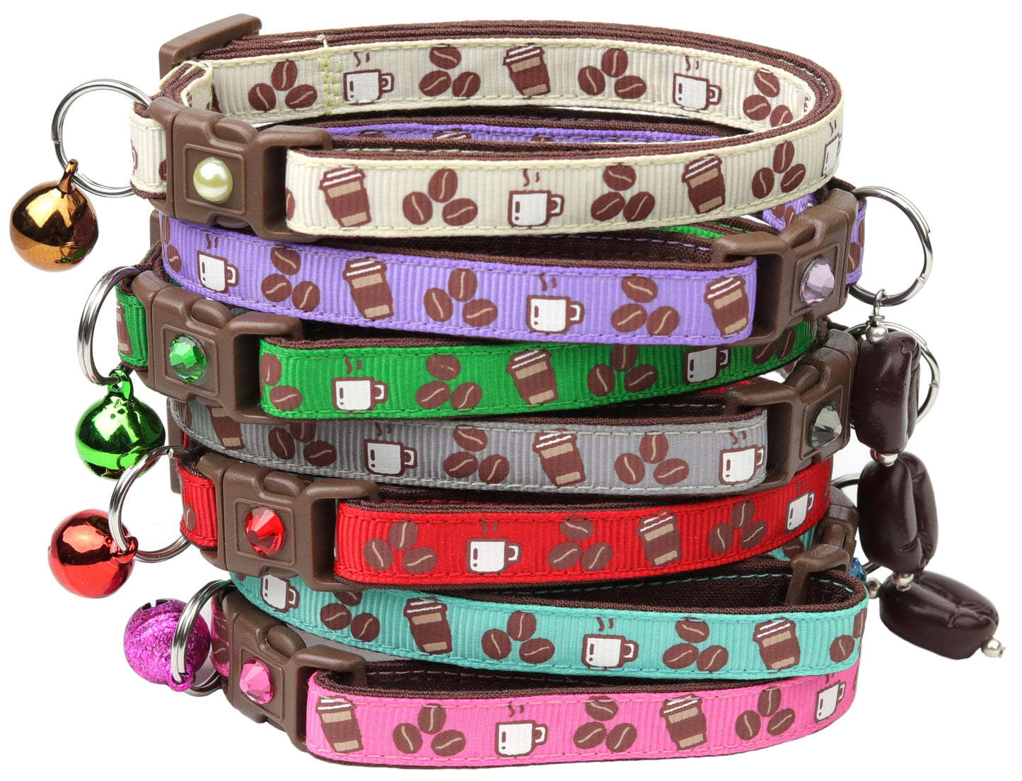 Coffee Beans Breakaway Cat Collar-0