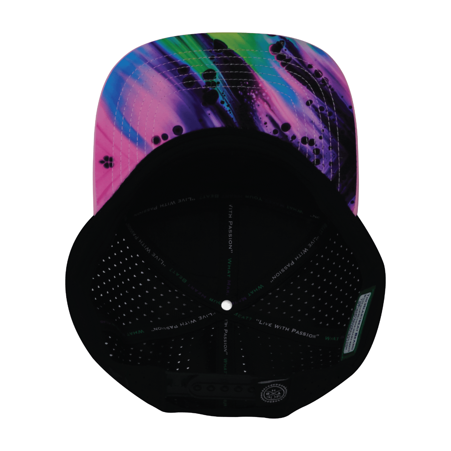 Pink Multi Color Vibes Hat - Flat Bill - Aurora - Pink / Black - Laser Mesh