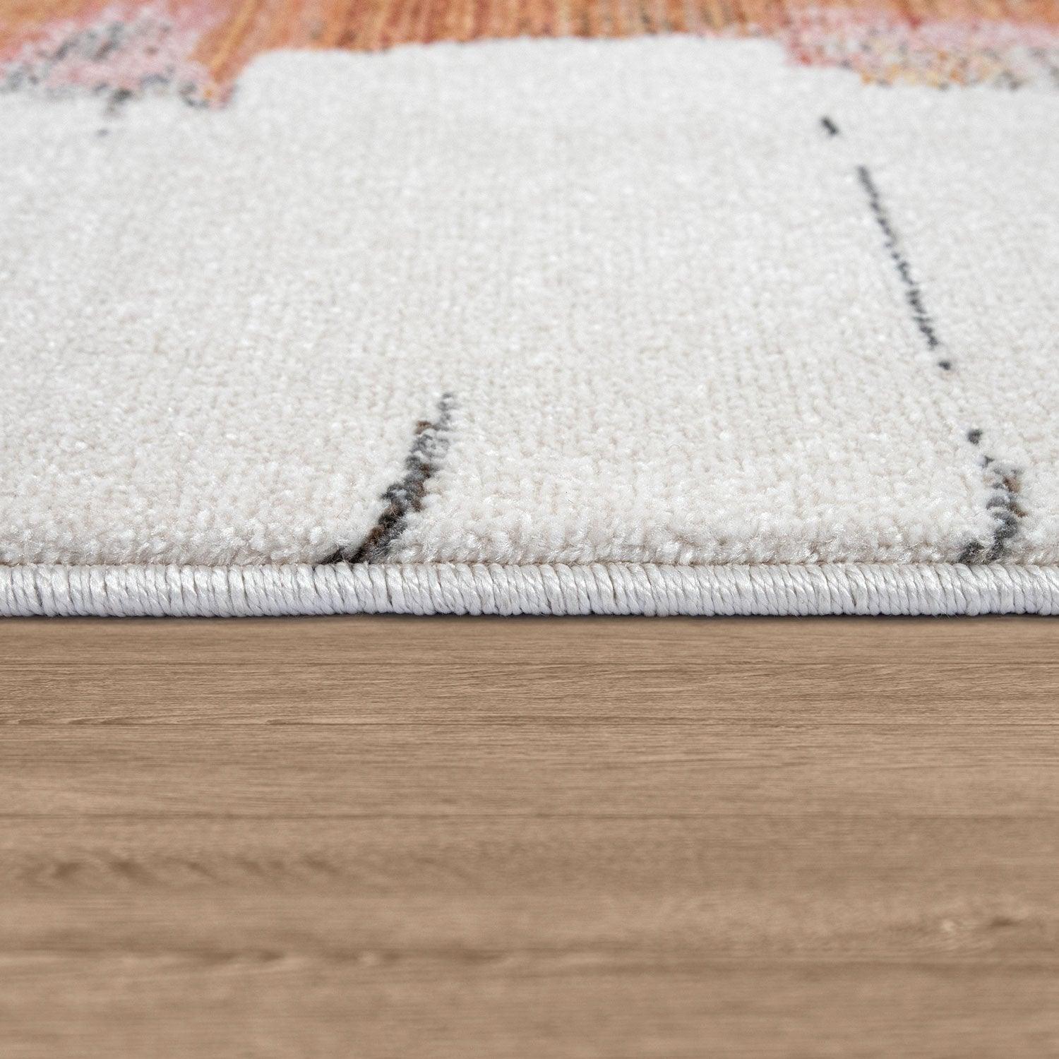 Colorful Area Rug Modern Art 3D Effect Cream, Blue, Yellow-3