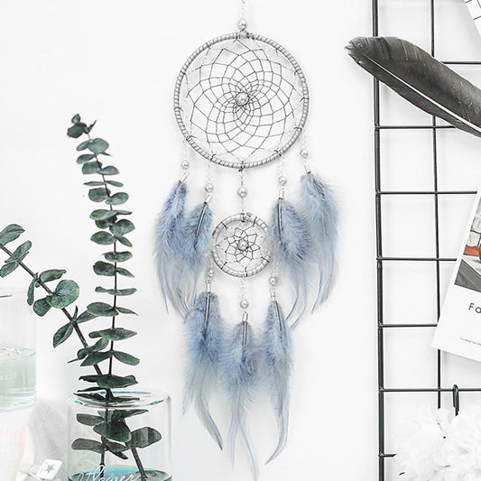 Colorful Decorative Dream Catcher Handmade Traditional Feather Wall Hanging Dream-catcher Pendant Creative Wall Decoration Craft Ornament For Car Hanging kids Room Home Wind Chimes Decorations