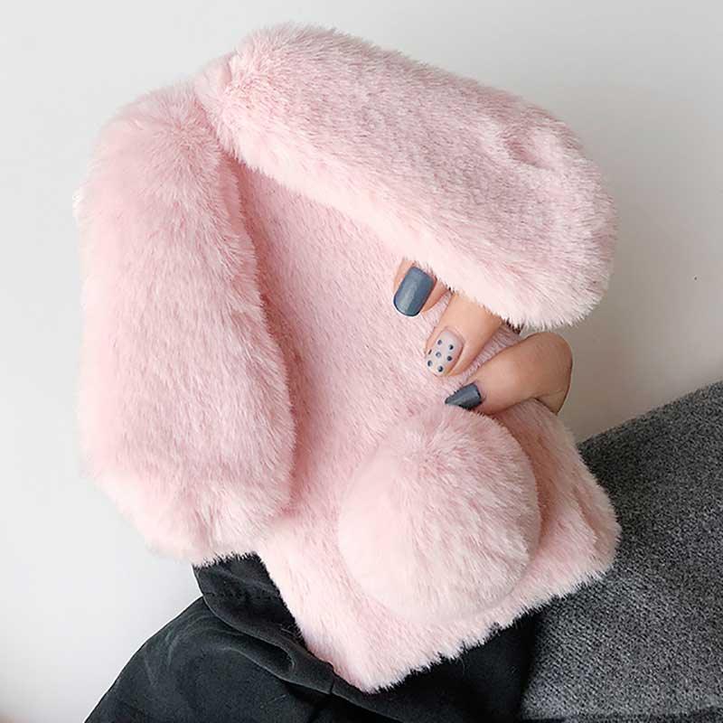 Comfortable Bunny Funny Women Phone Cover For iPhone 12 mini 11 Pro Max Hairy Cute Rabbit Animal Case For iPhone XS MAX XR Soft Lightweight Phone Cover Girl Gifts