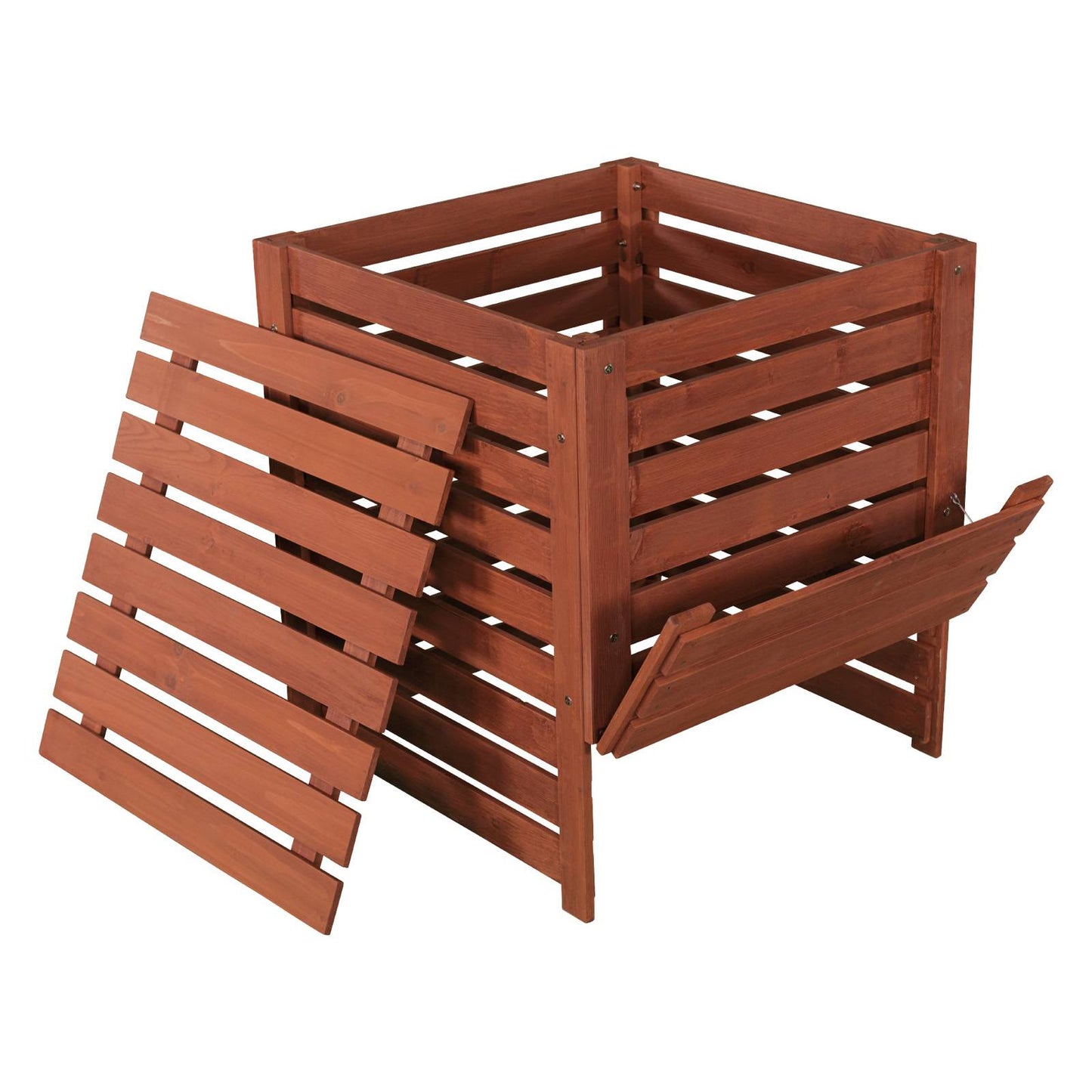 Solid Wood 90-Gallon Compost Bin with Removable Top and Hinged Side Panel-0