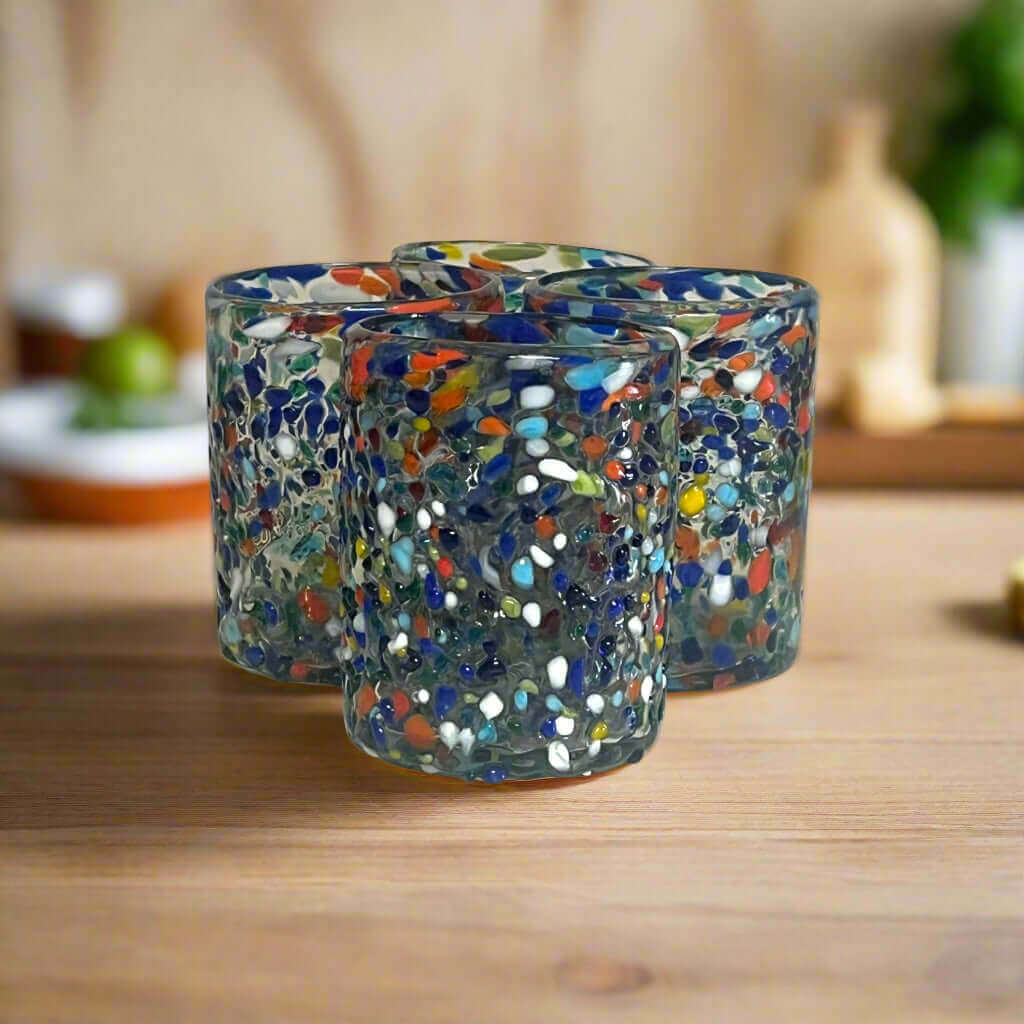 Confetti Pebbled Drinking Glass | Hand-Blown Mexican Glassware