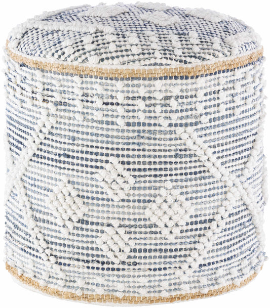 Coombabah Blue and White Cylinder Pouf-0