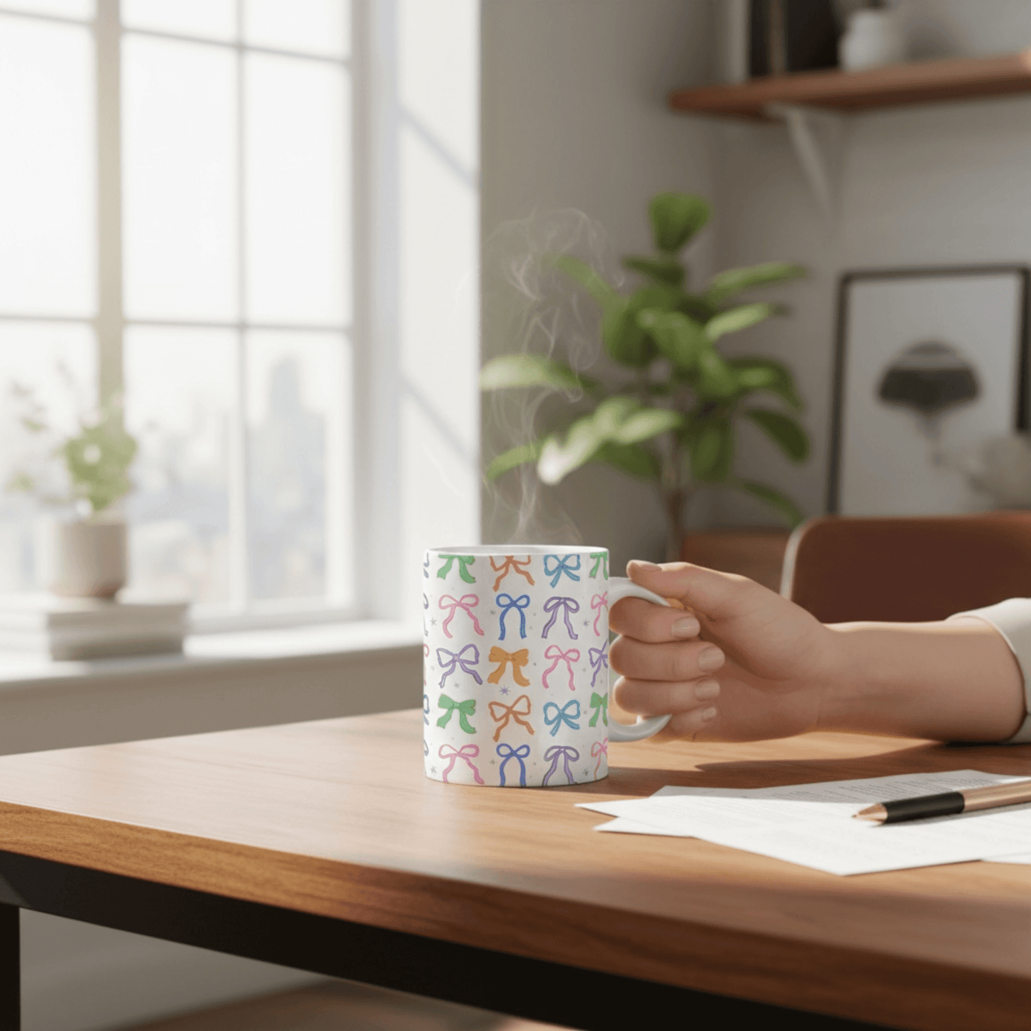 Coquette Mug with Colorful Bow Design