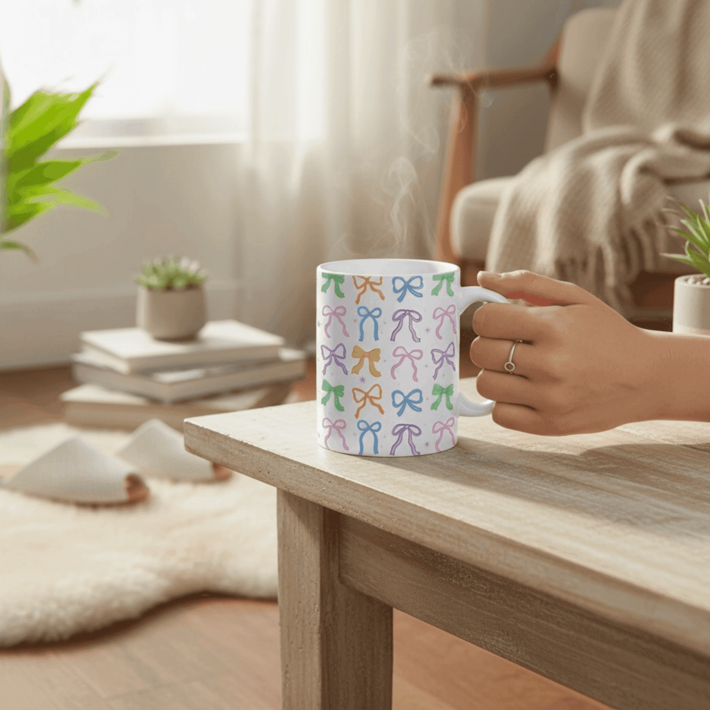 Coquette Mug with Colorful Bow Design