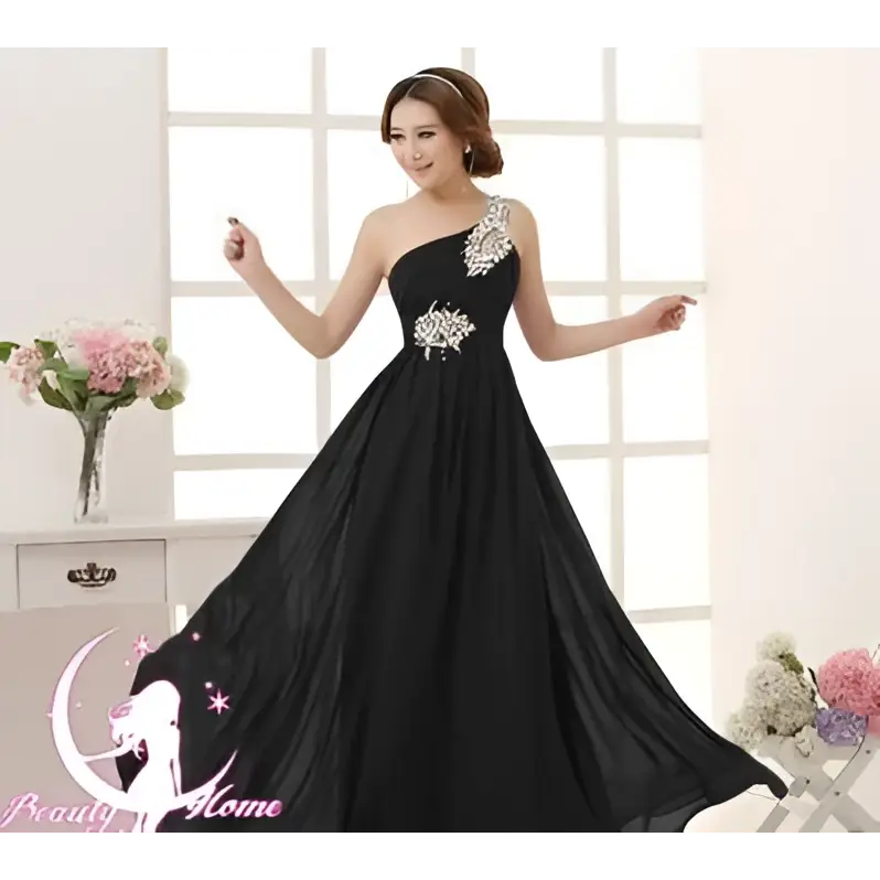 Coral Pink Embellished Chiffon Evening Dress