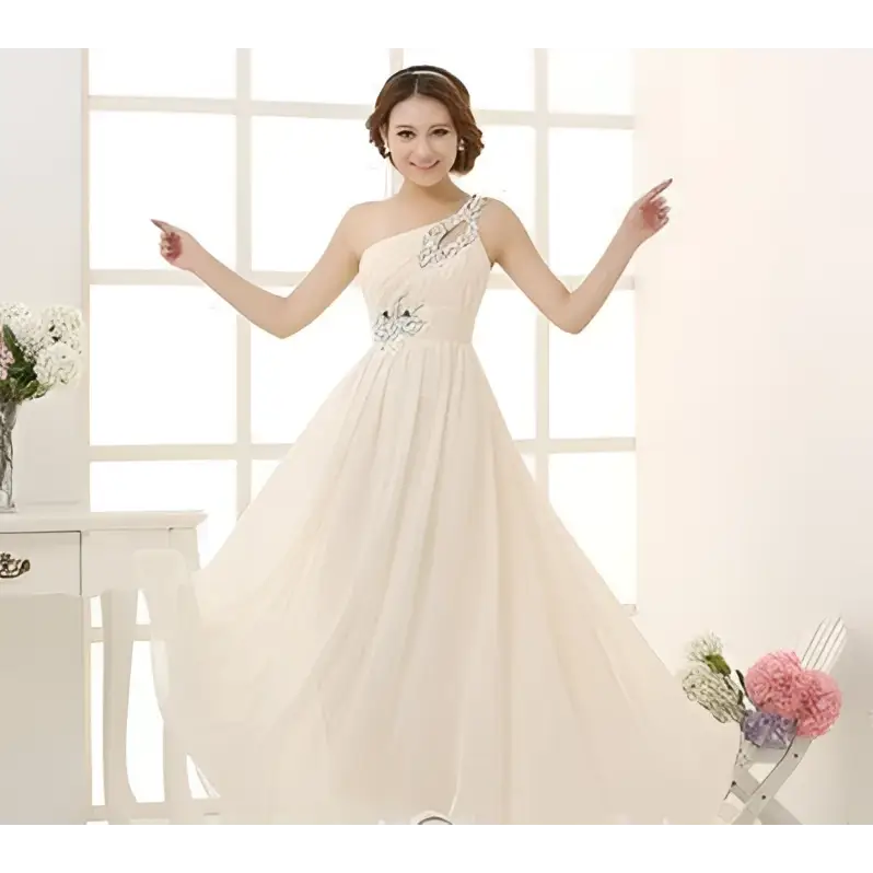 Coral Pink Embellished Chiffon Evening Dress