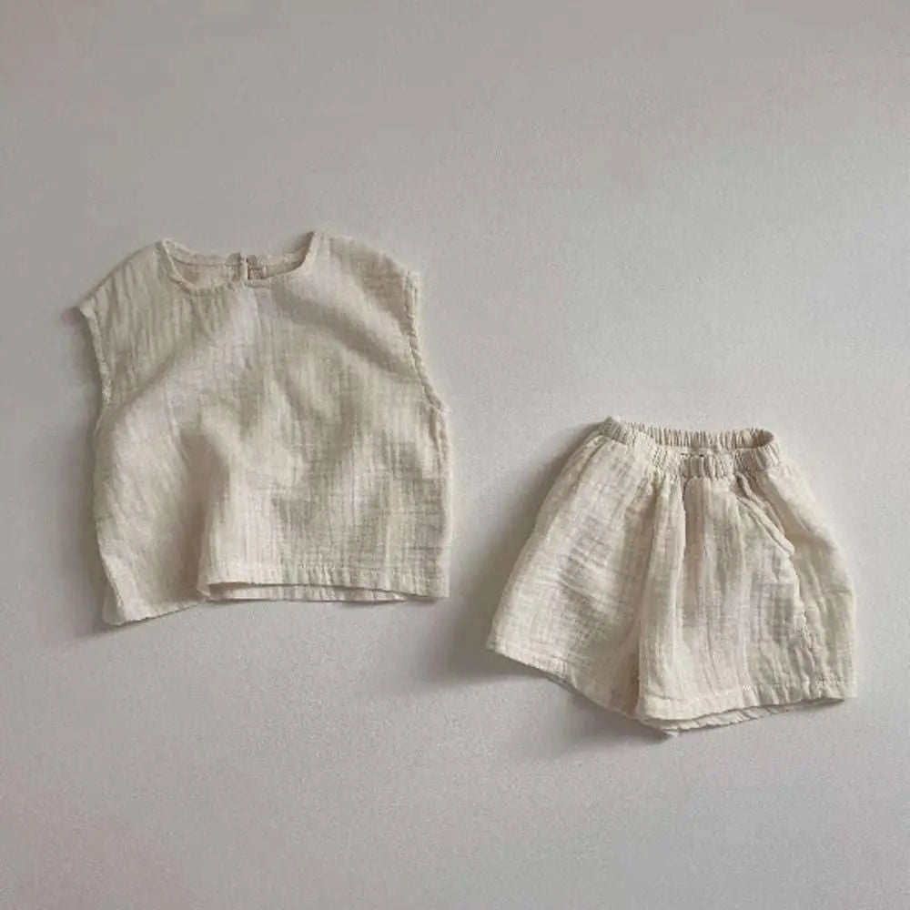 Cotton Muslin Breathable Vest Shorts Set
