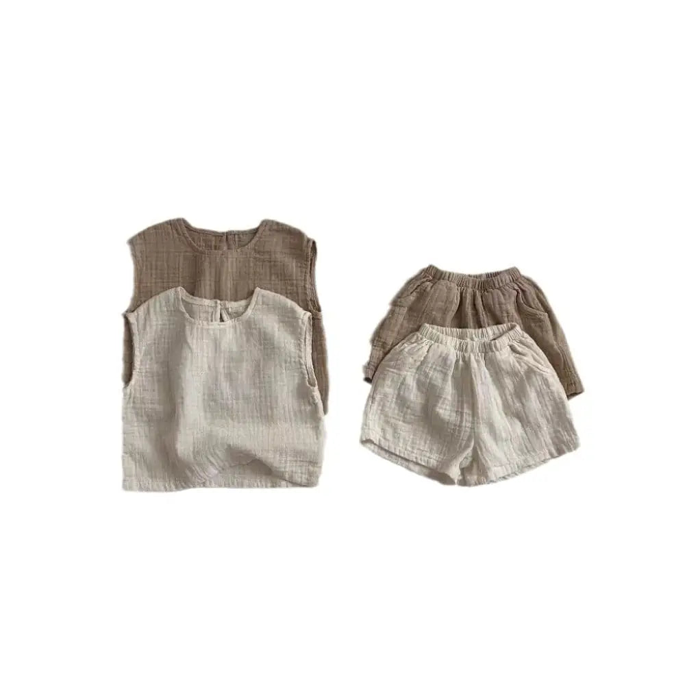 Cotton Muslin Breathable Vest Shorts Set