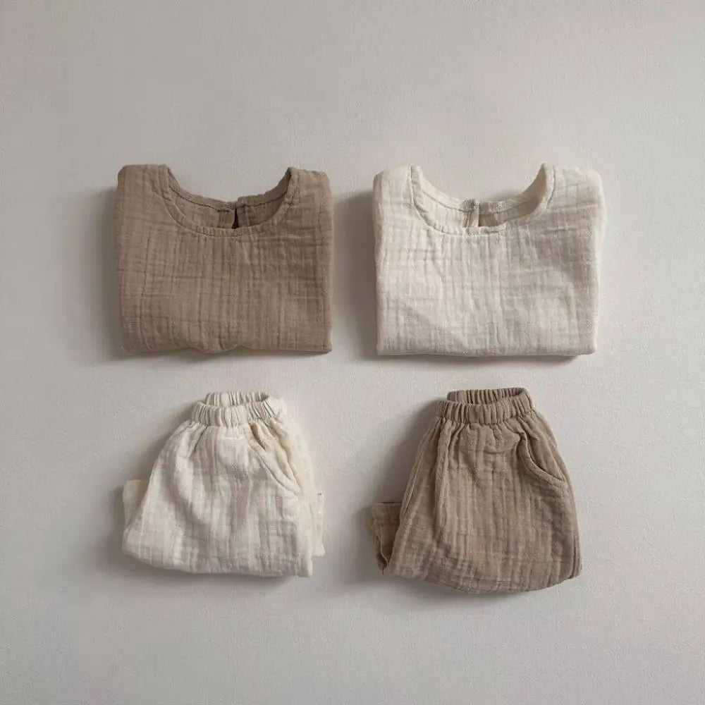 Cotton Muslin Breathable Vest Shorts Set