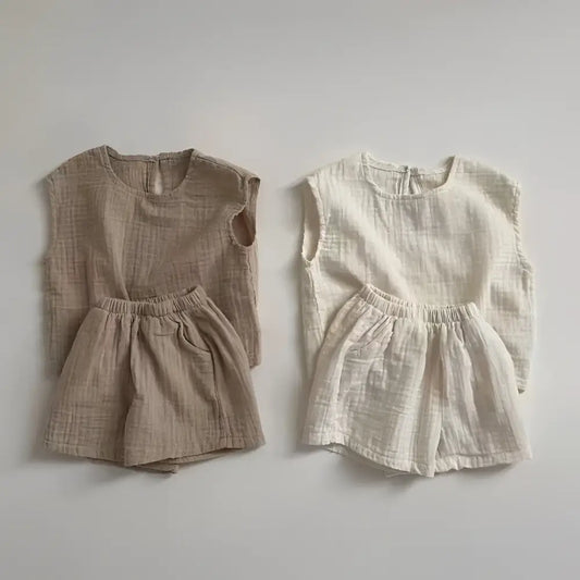 Cotton Muslin Breathable Vest Shorts Set