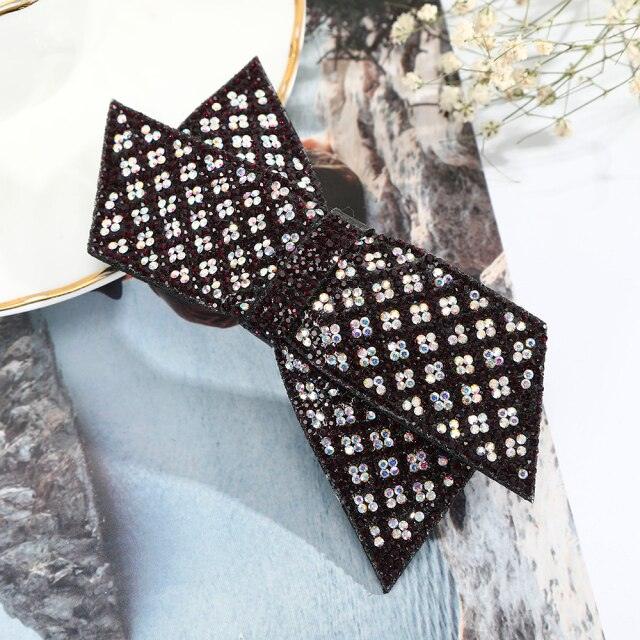 Crystal Big Bow Hair Clips For Women Girls Hair Accessories Rhinestone Hairpins Plastic Hairgirps Retro Barrette Headwear Gorgeous Hair Accessories For Women