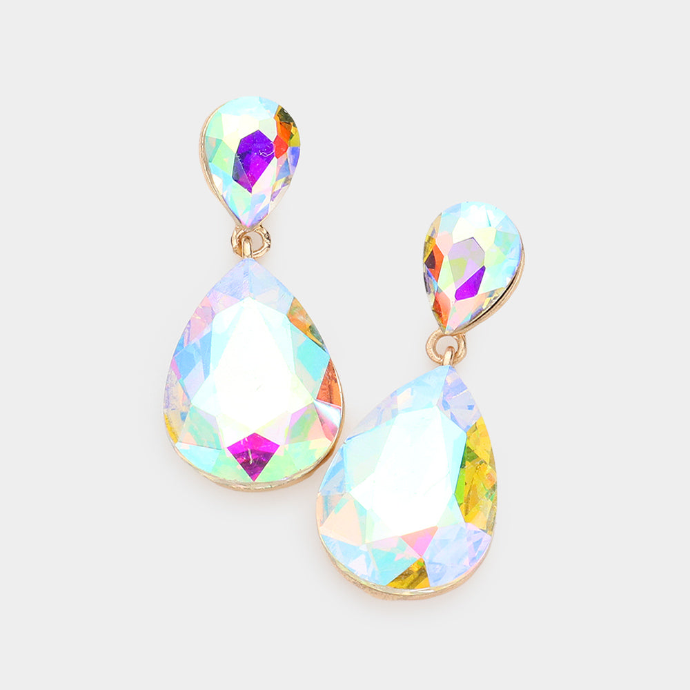 Crystal Double Teardrop Evening Earrings