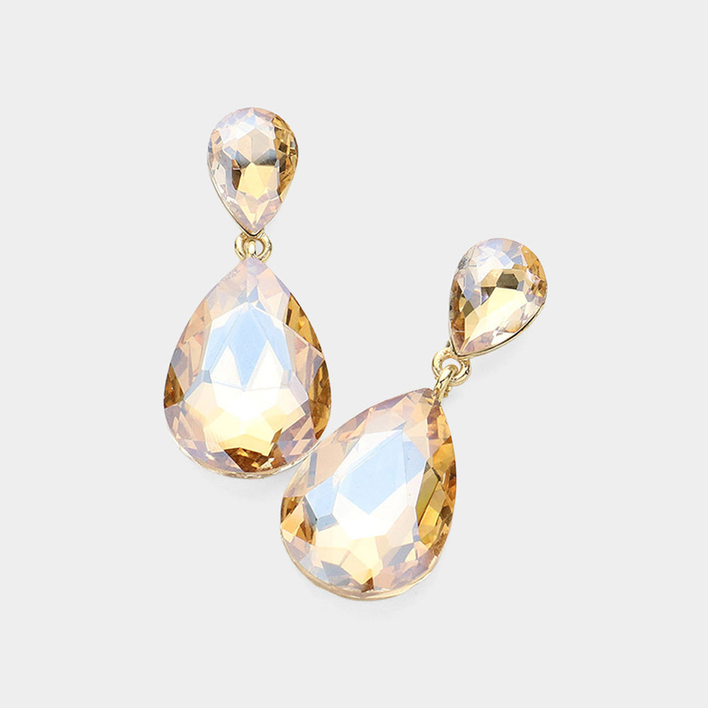Crystal Double Teardrop Evening Earrings
