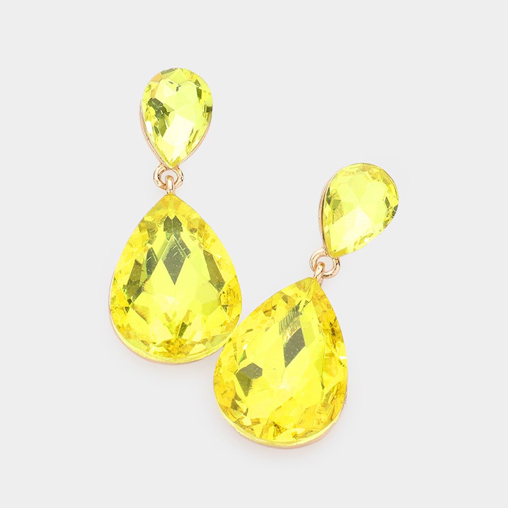 Crystal Double Teardrop Evening Earrings