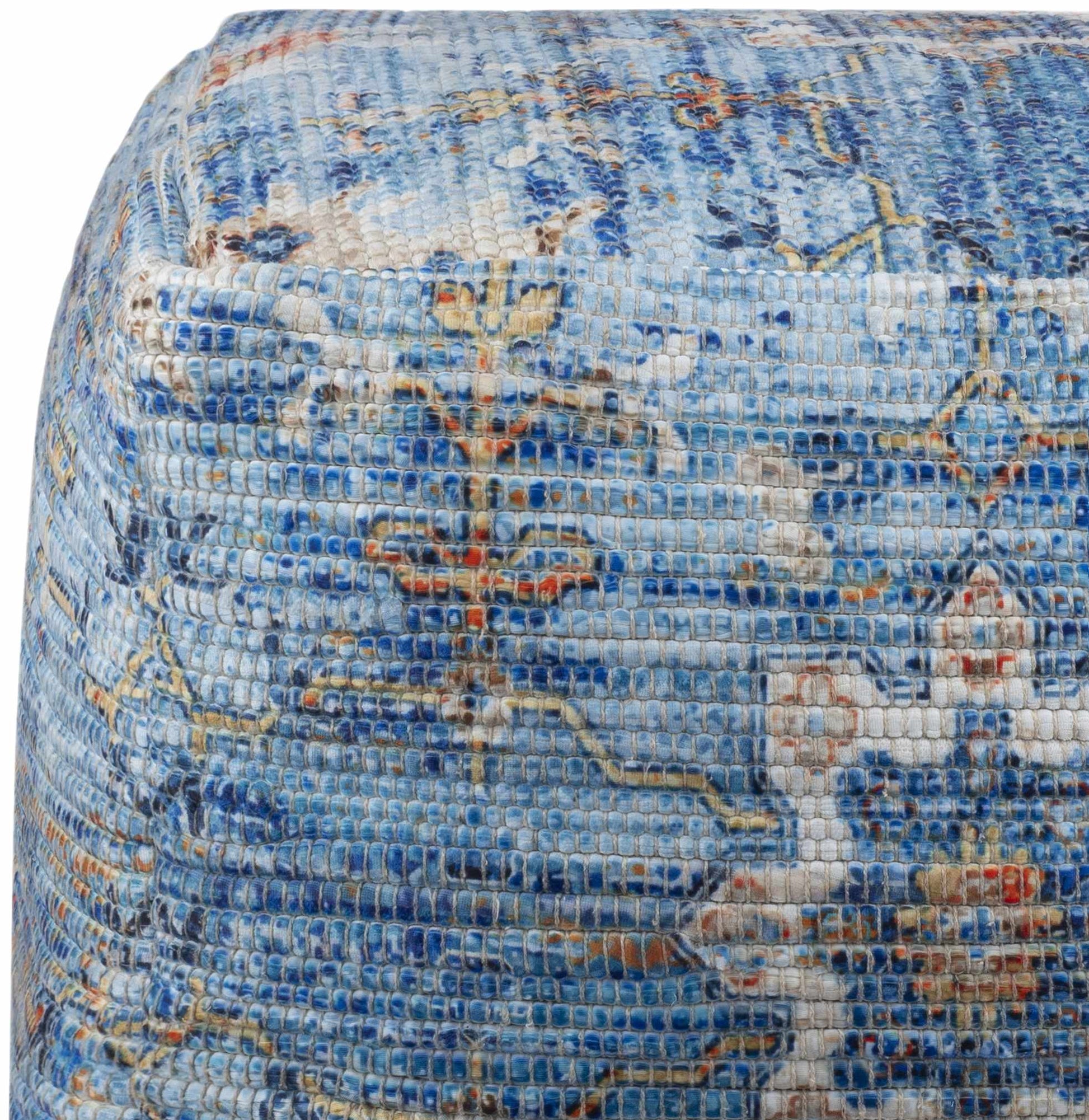 Cuddington Sky Blue Woven Pouf-2