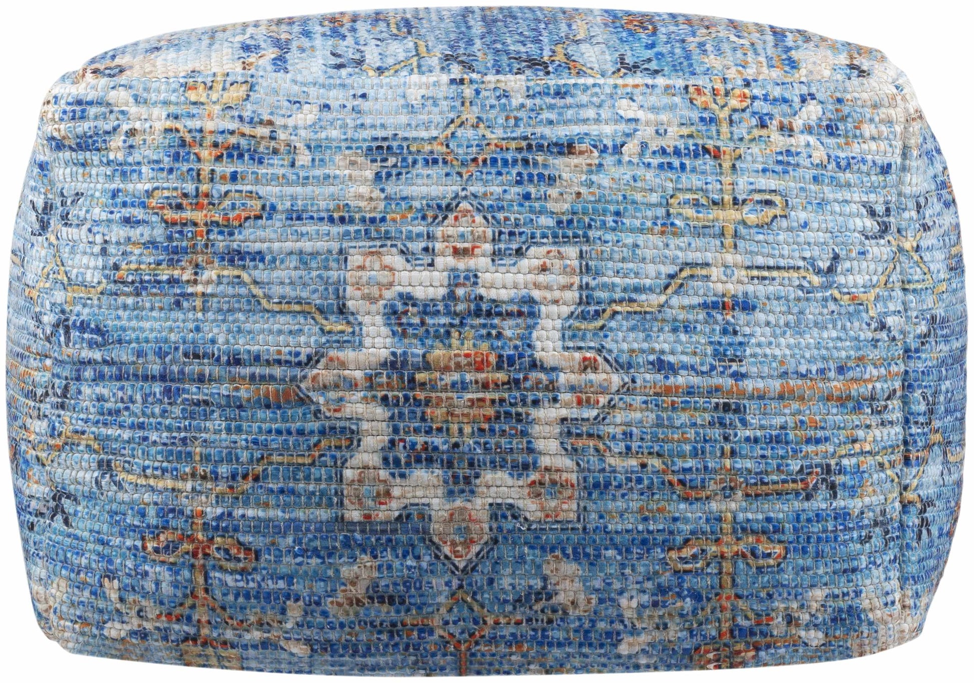 Cuddington Sky Blue Woven Pouf-3