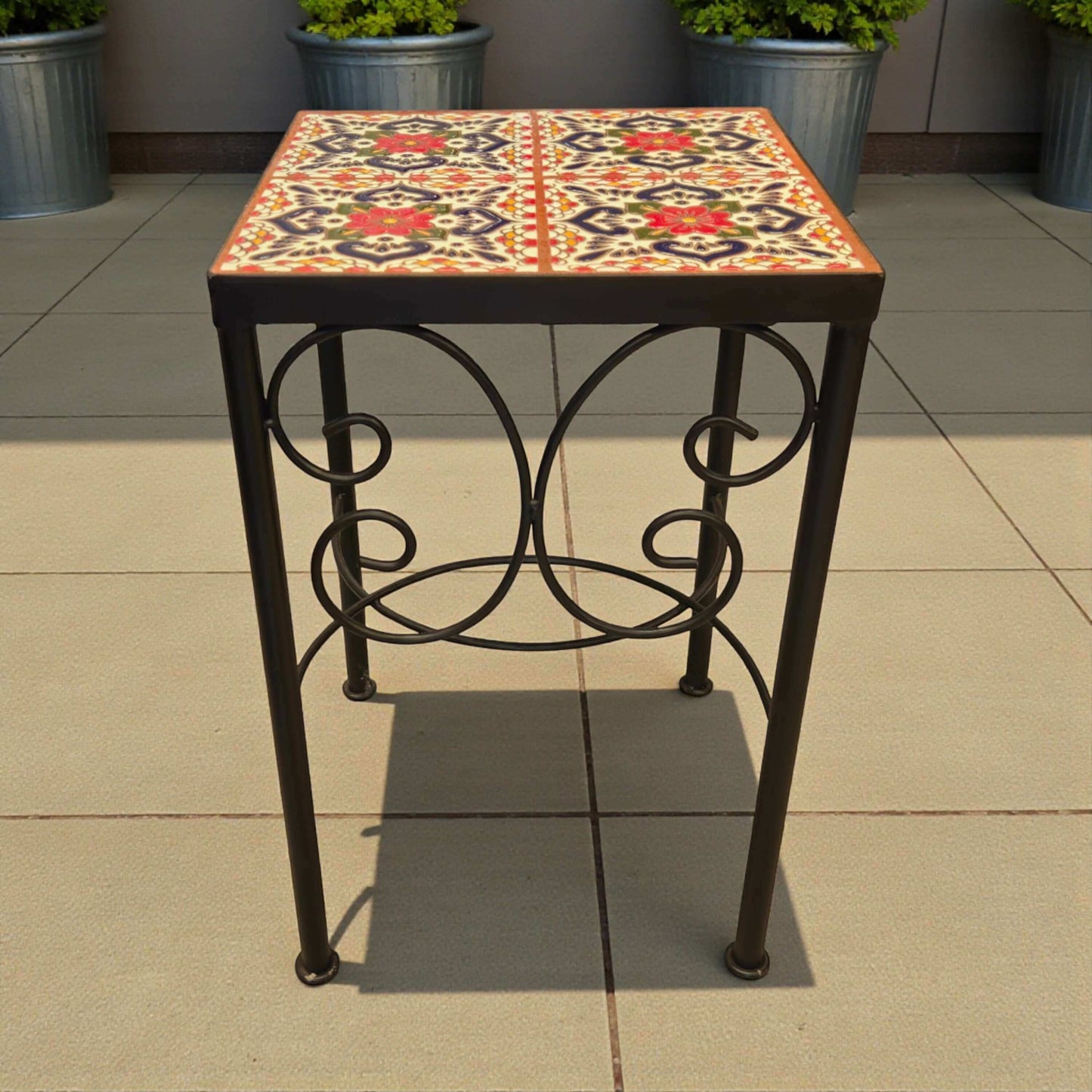 Custom Talavera Tile Accent Table | Handmade Mexican End Table