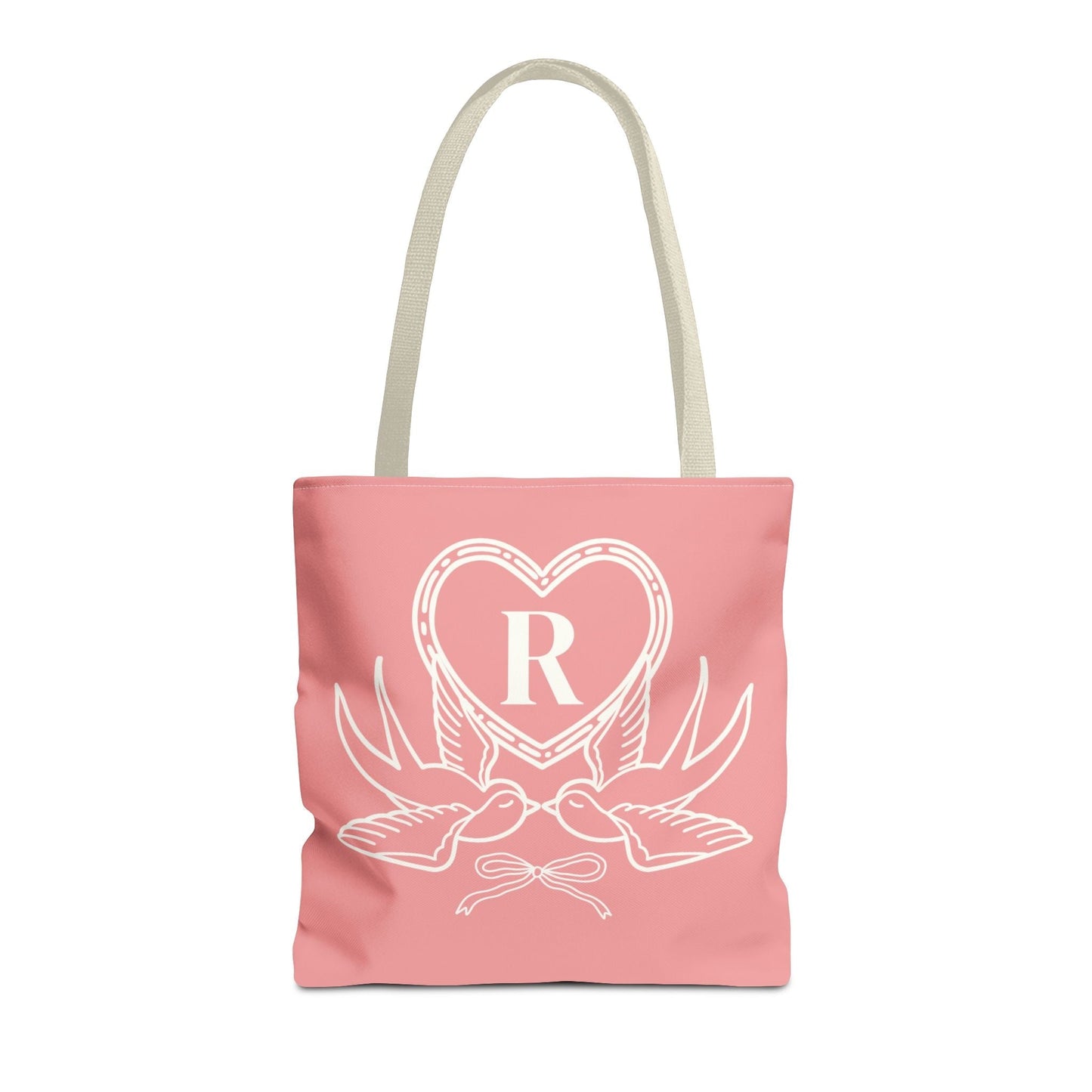 Cute Matching Bridal or Bachelorette Tote Bag with Birds, Nostalgic 90s Aesthetic Tote Bag with Heart, Soft Girl Style Present for Sister: R