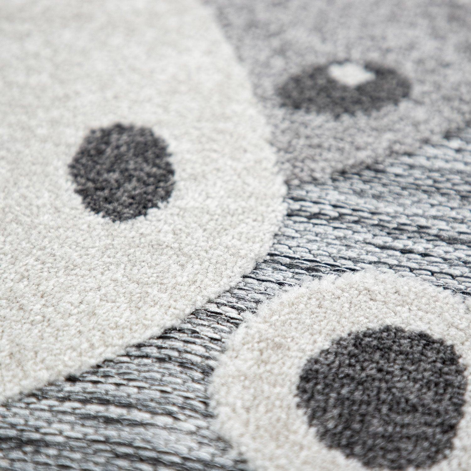 Round Kids Rug Lilo Cute Zoo Animals - Grey-2