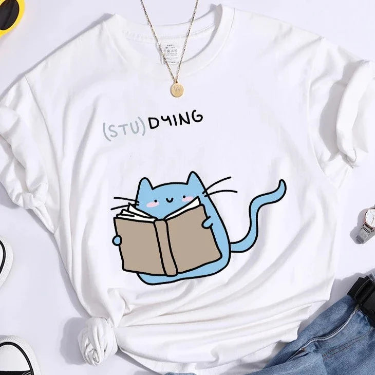 Cat (STU)DYING Graphic T-Shirt